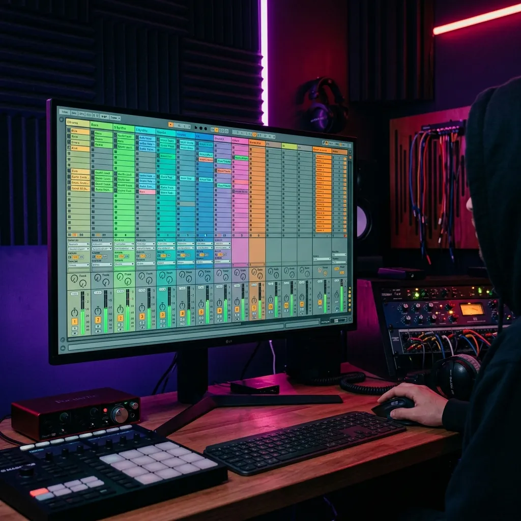 Session View в Ableton Live на монитор в студио